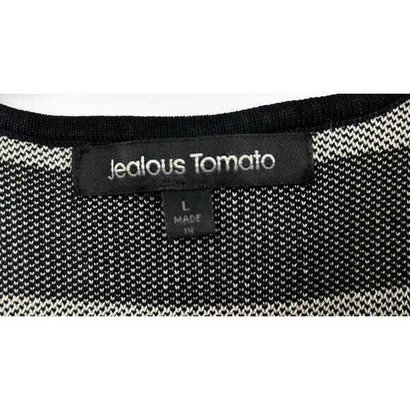 Jealous Tomato Y2K Black Beige Bodycon‎ Knit Baroque Revival Dress Size L - Picture 4 of 6